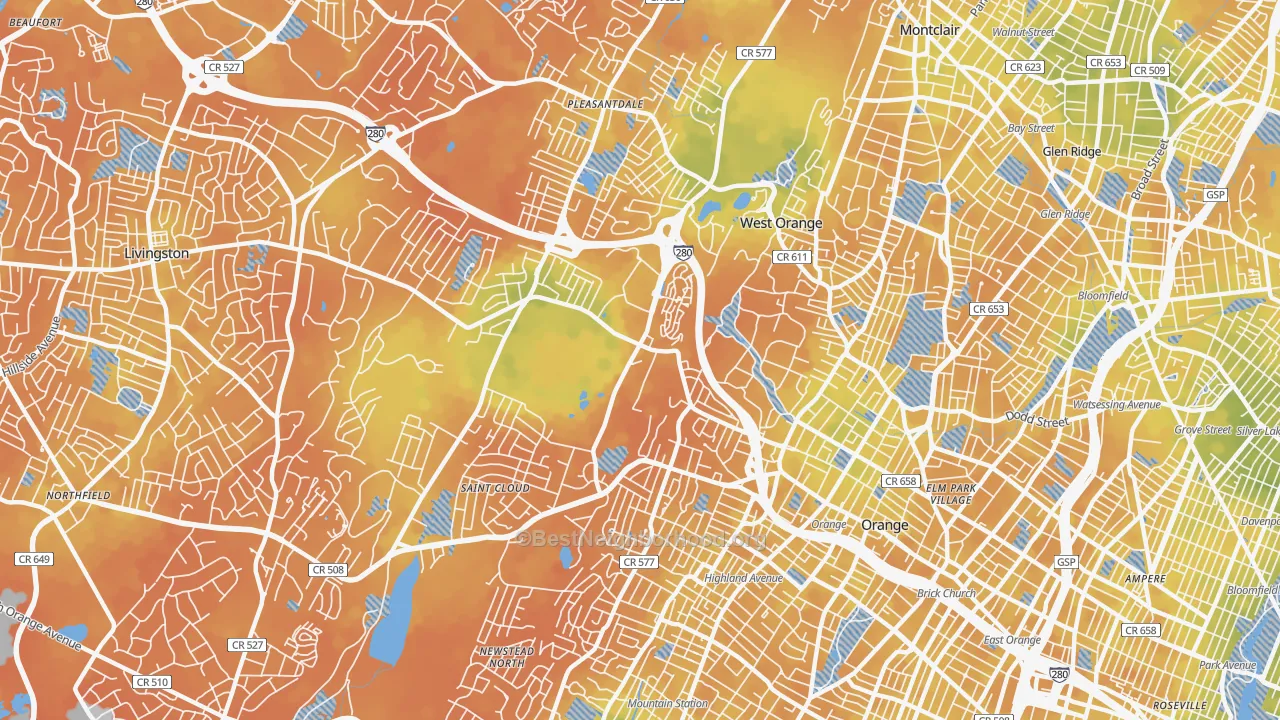 Bike Grade map of 07052, NJ