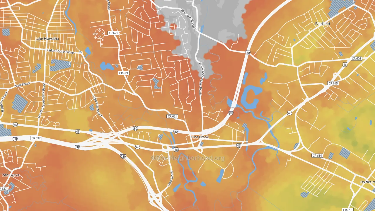 Bike Grade map of 07058, NJ