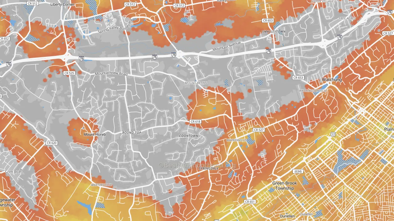 Bike Grade map of 07059, NJ