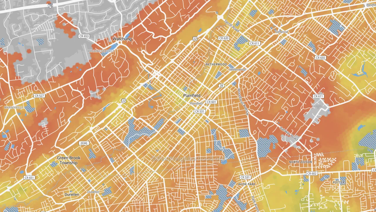 Bike Grade map of 07060, NJ