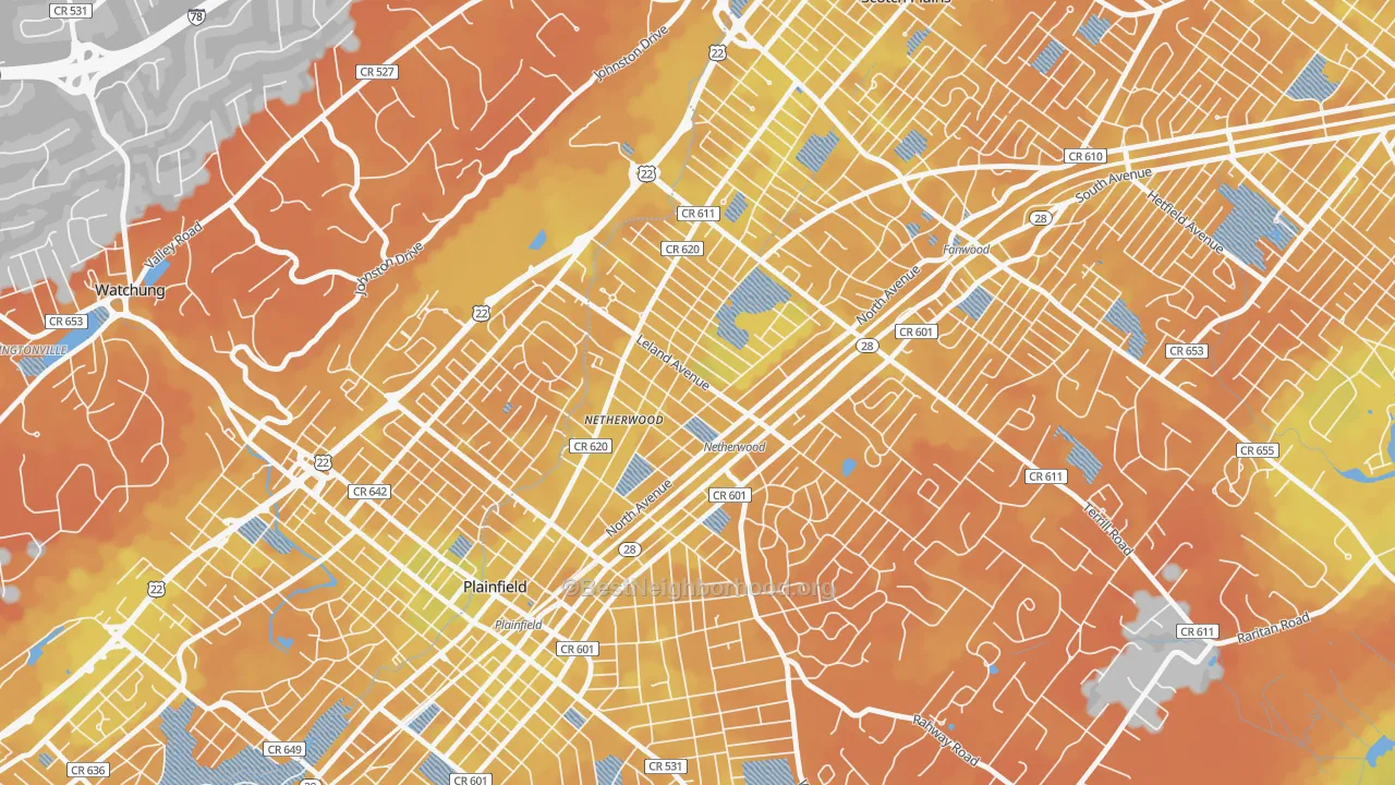 Bike Grade map of 07062, NJ