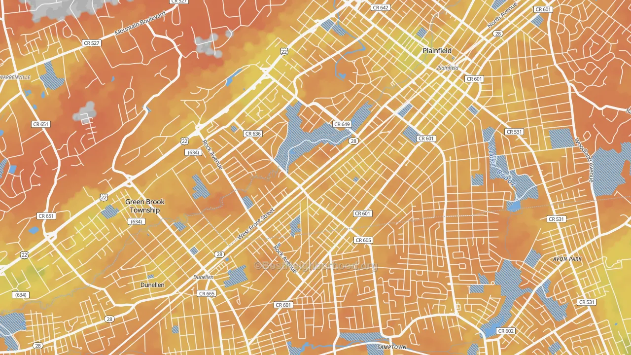 Bike Grade map of 07063, NJ