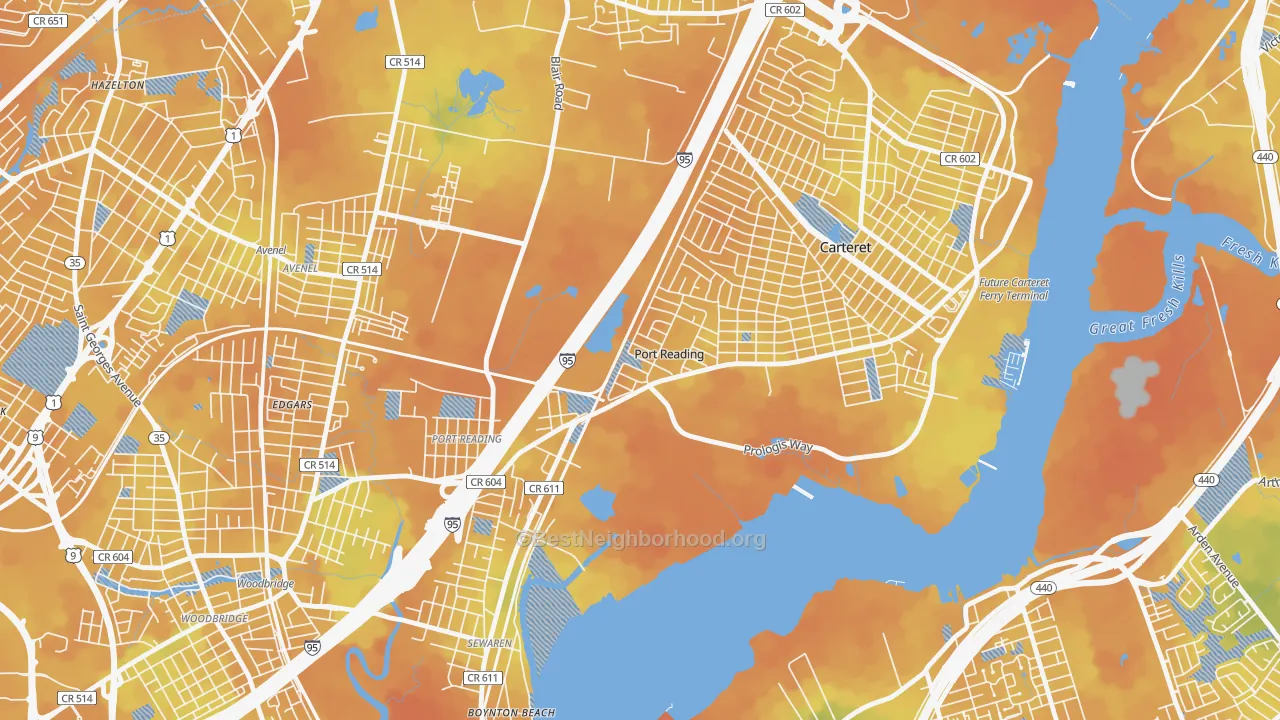 Bike Grade map of 07064, NJ