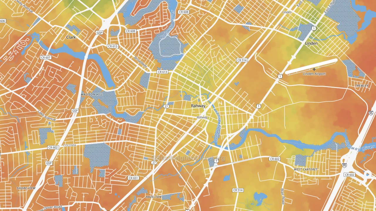 Bike Grade map of 07065, NJ