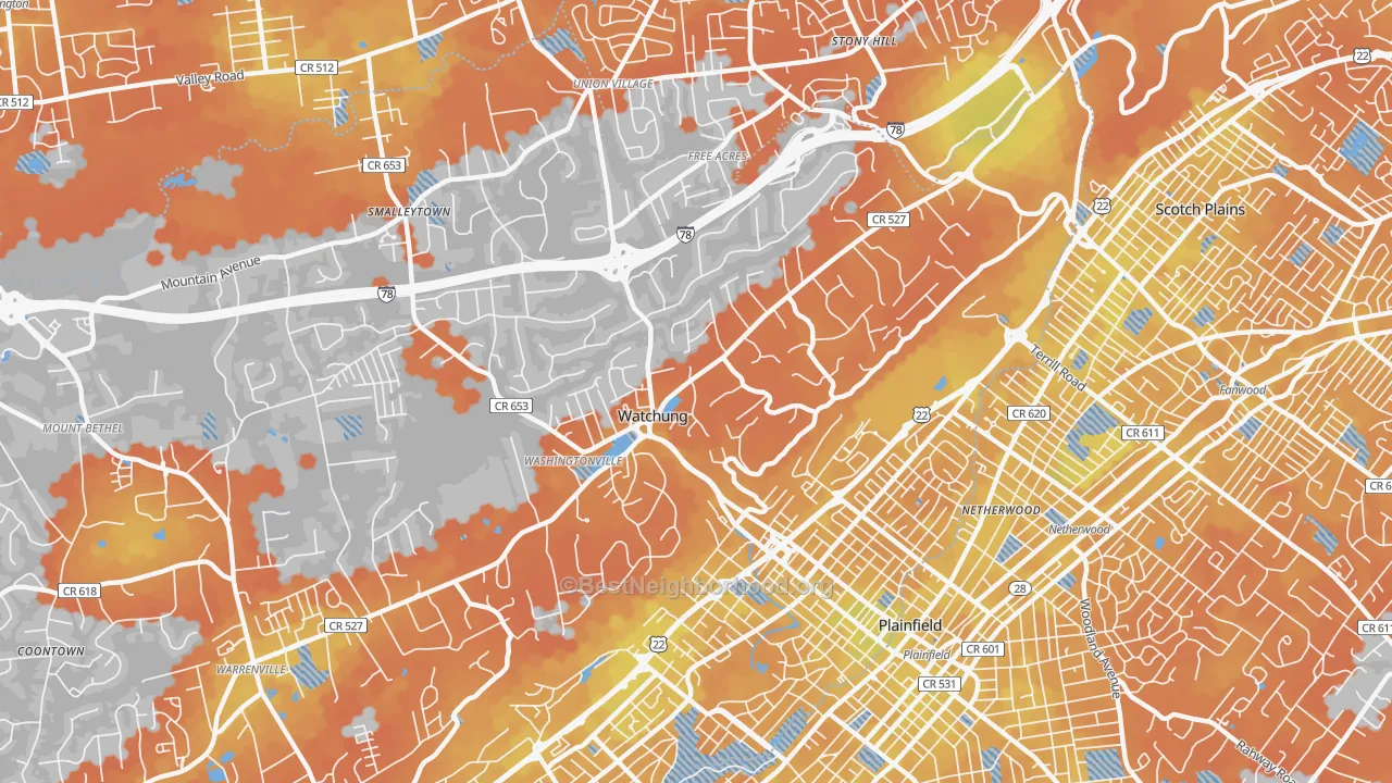 Bike Grade map of 07069, NJ