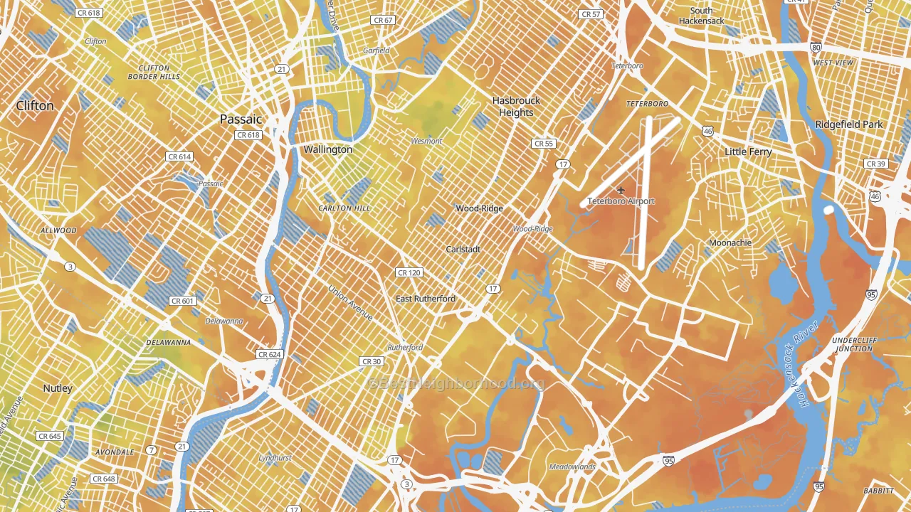 Bike Grade map of 07072, NJ