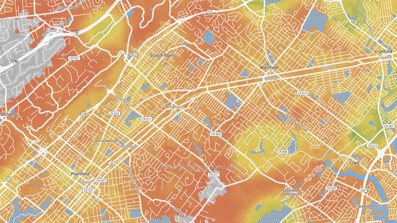 Bike Grade map of 07076, NJ