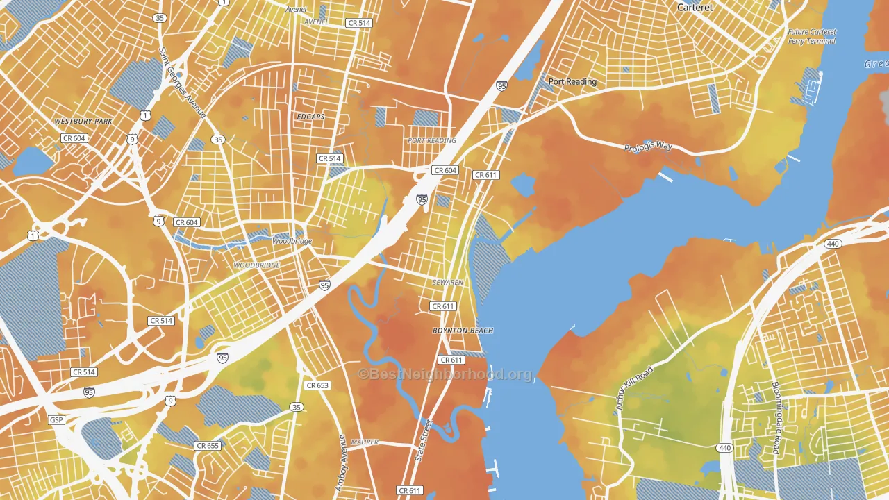 Bike Grade map of 07077, NJ