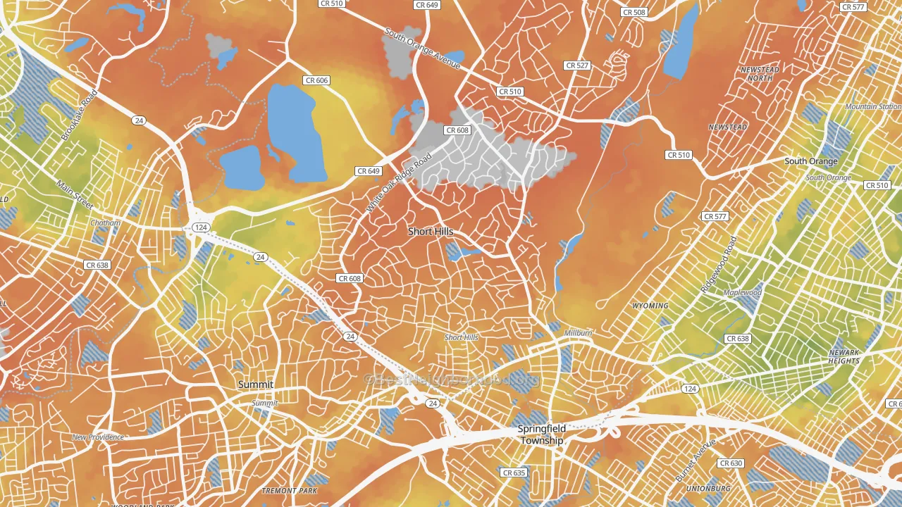 Bike Grade map of 07078, NJ