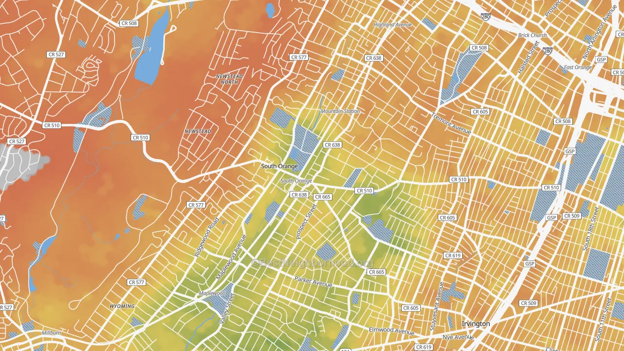 Bike Grade map of 07079, NJ
