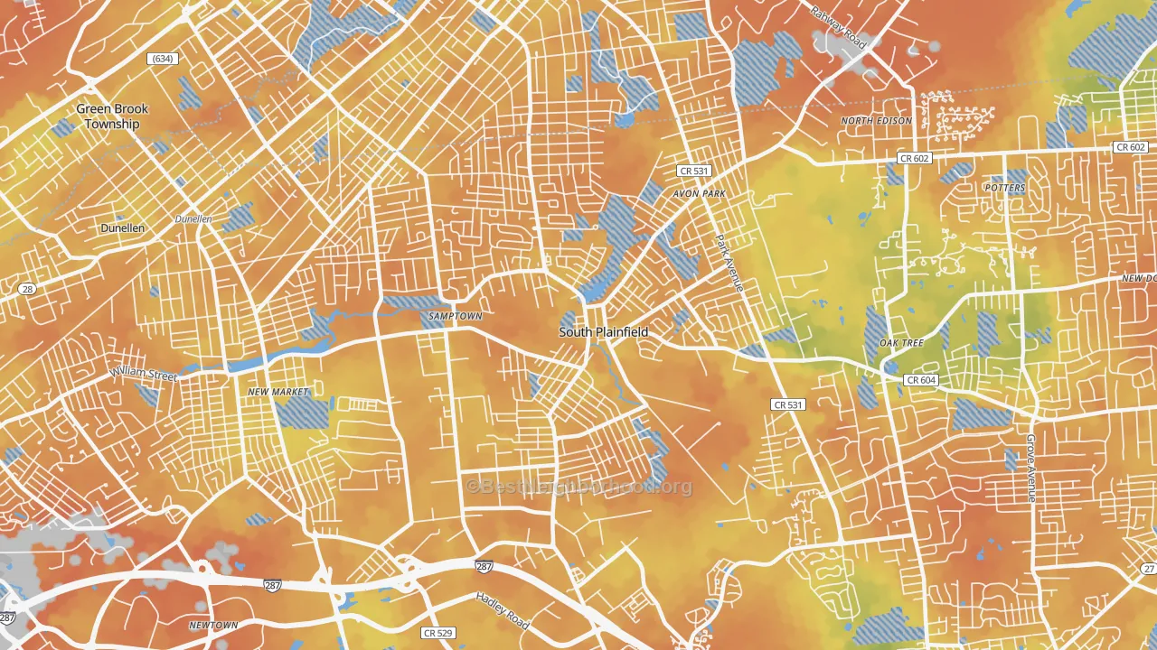 Bike Grade map of 07080, NJ