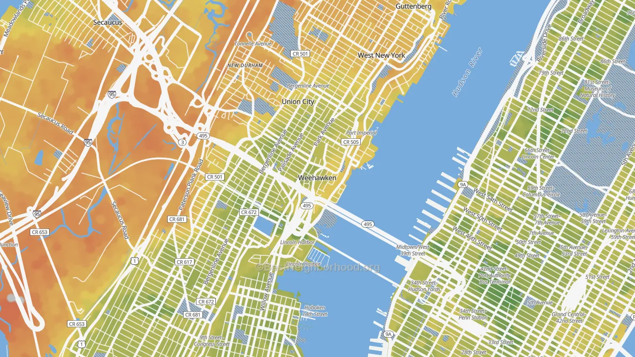 Bike Grade map of 07086, NJ