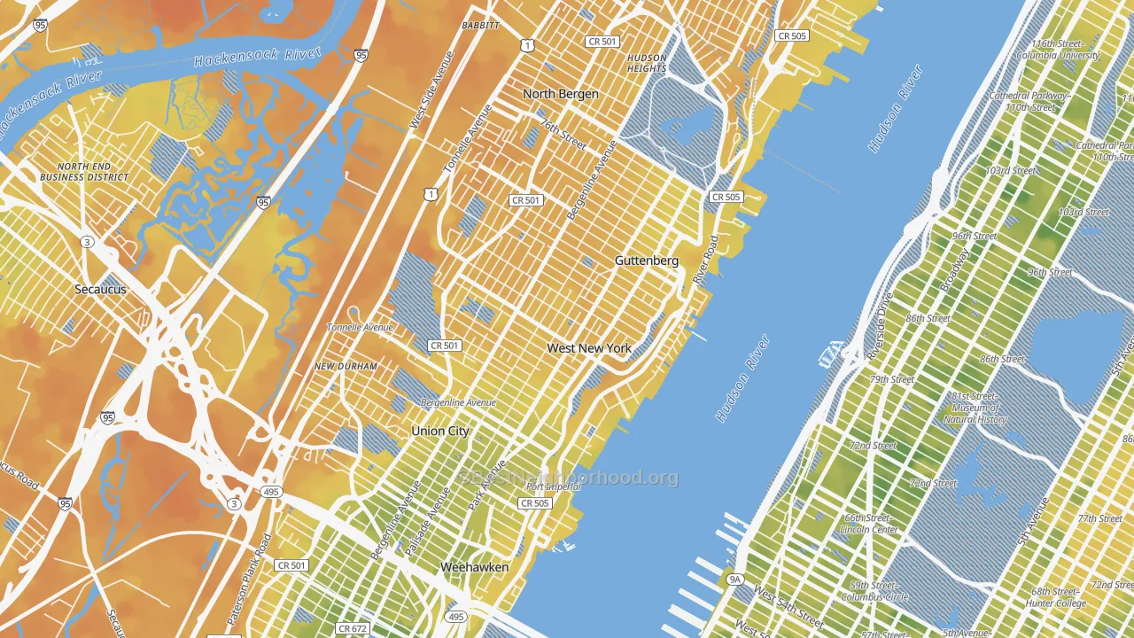 Bike Grade map of 07093, NJ