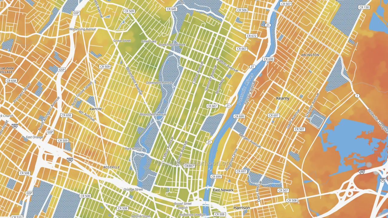 Bike Grade map of 07104, NJ