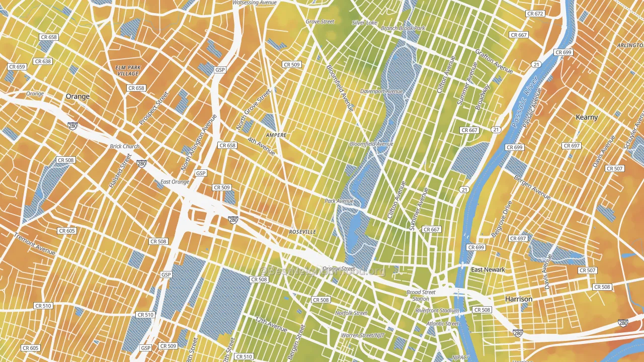 Bike Grade map of 07107, NJ