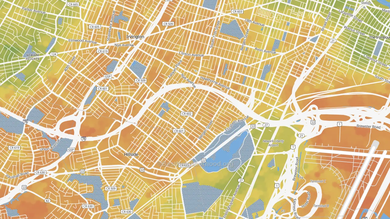 Bike Grade map of 07112, NJ