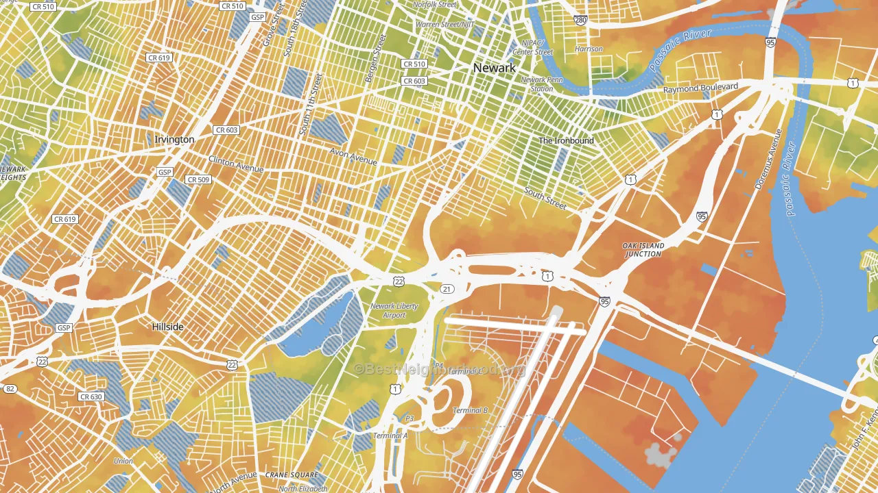 Bike Grade map of 07114, NJ
