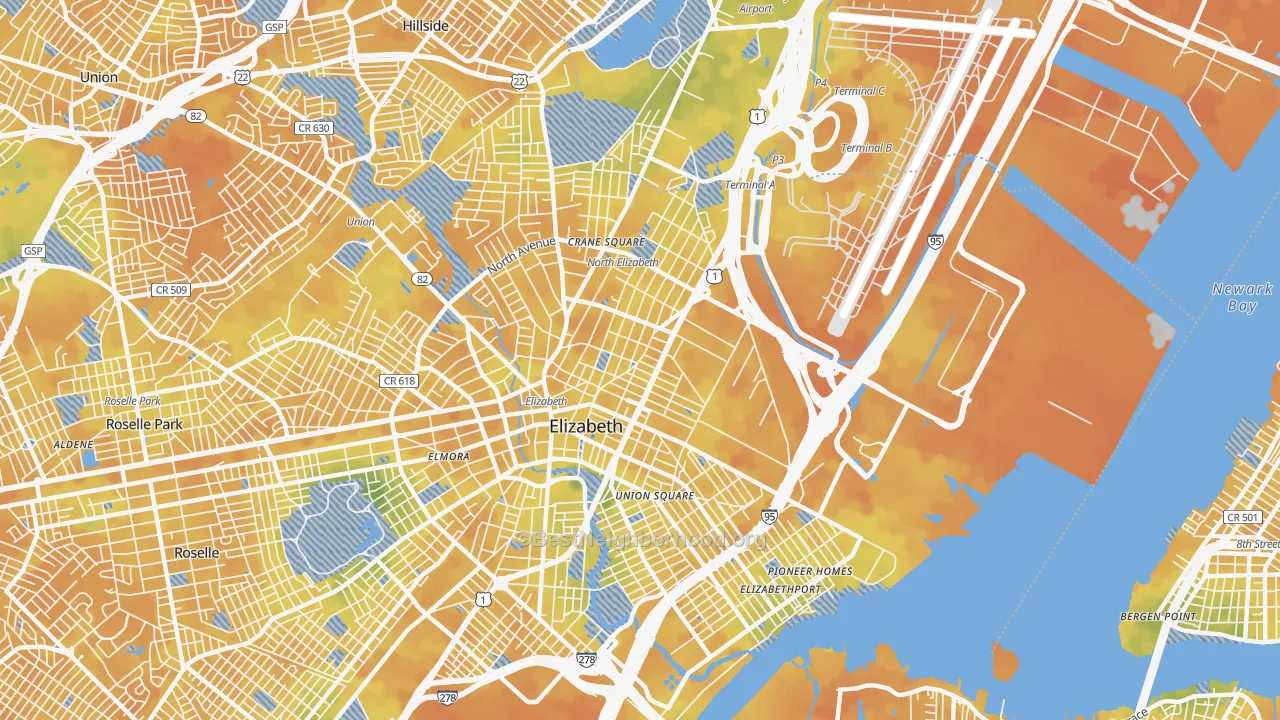 Bike Grade map of 07201, NJ
