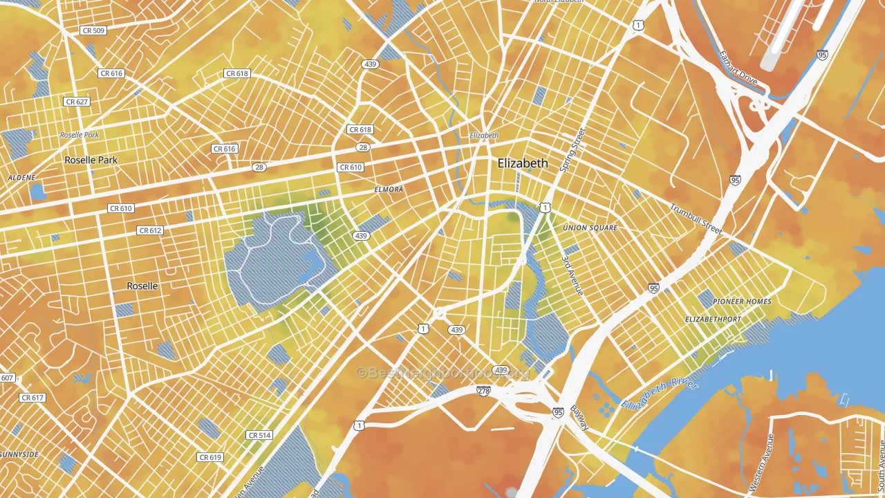 Bike Grade map of 07202, NJ