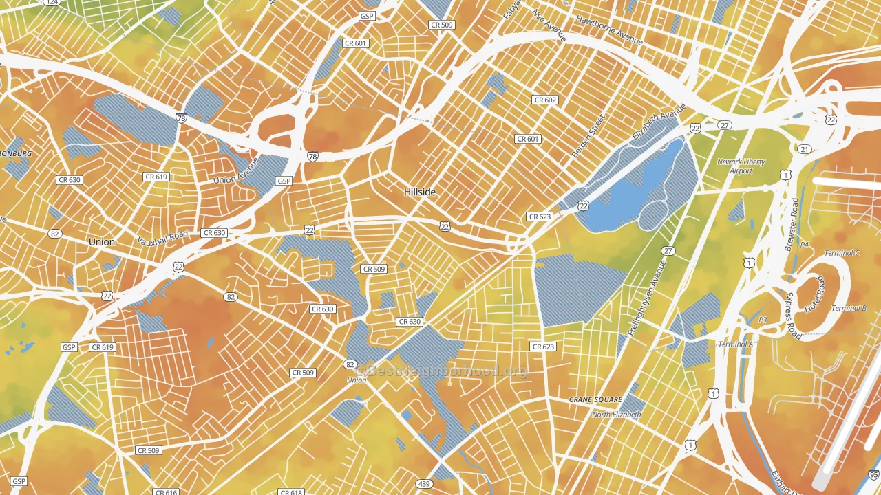 Bike Grade map of 07205, NJ