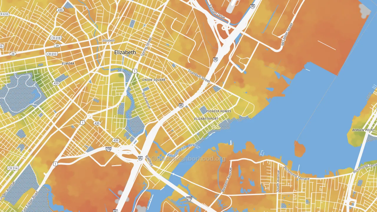 Bike Grade map of 07206, NJ