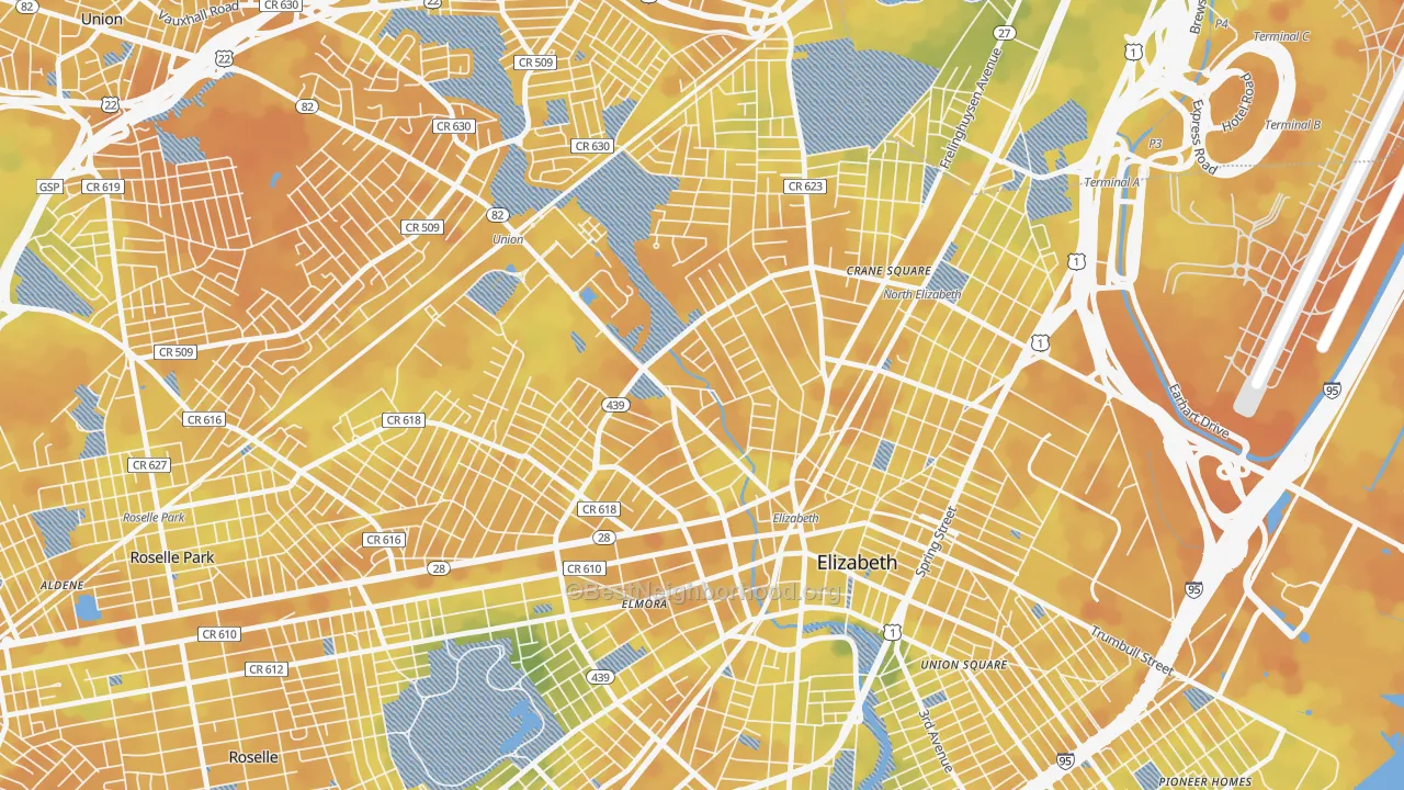 Bike Grade map of 07208, NJ