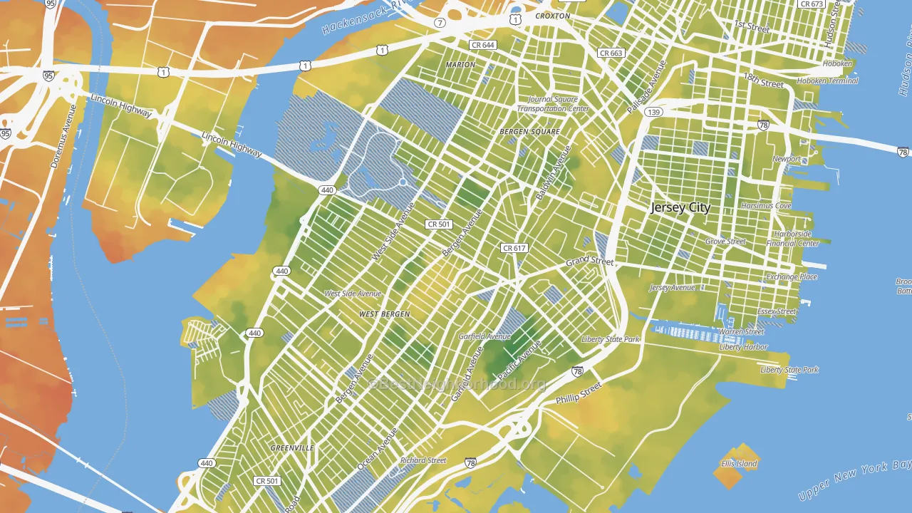 Bike Grade map of 07304, NJ
