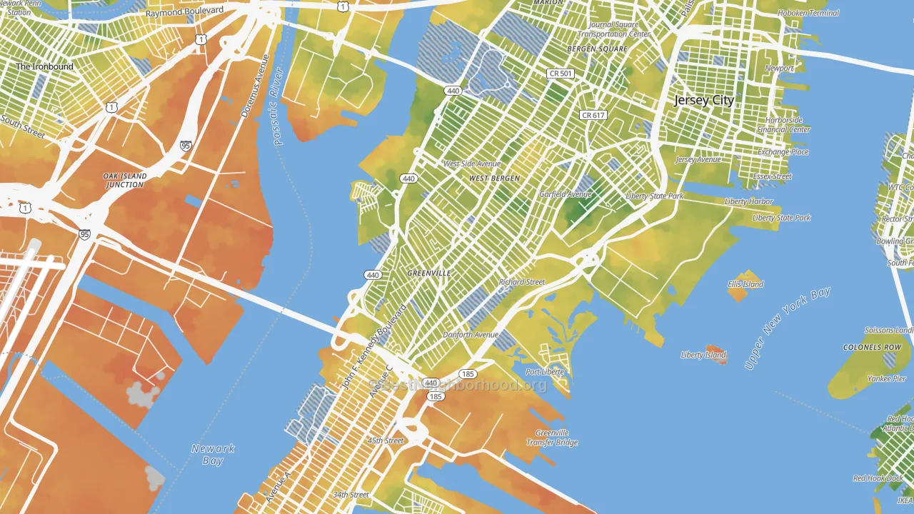 Bike Grade map of 07305, NJ