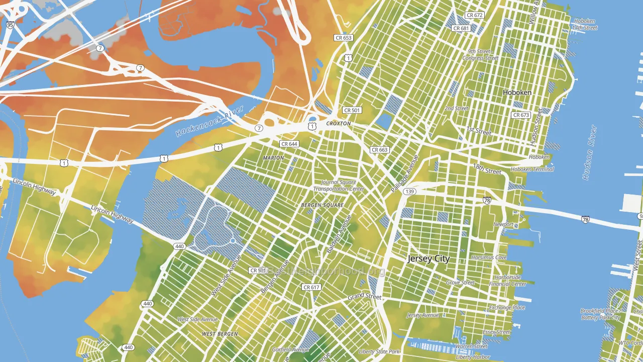 Bike Grade map of 07306, NJ