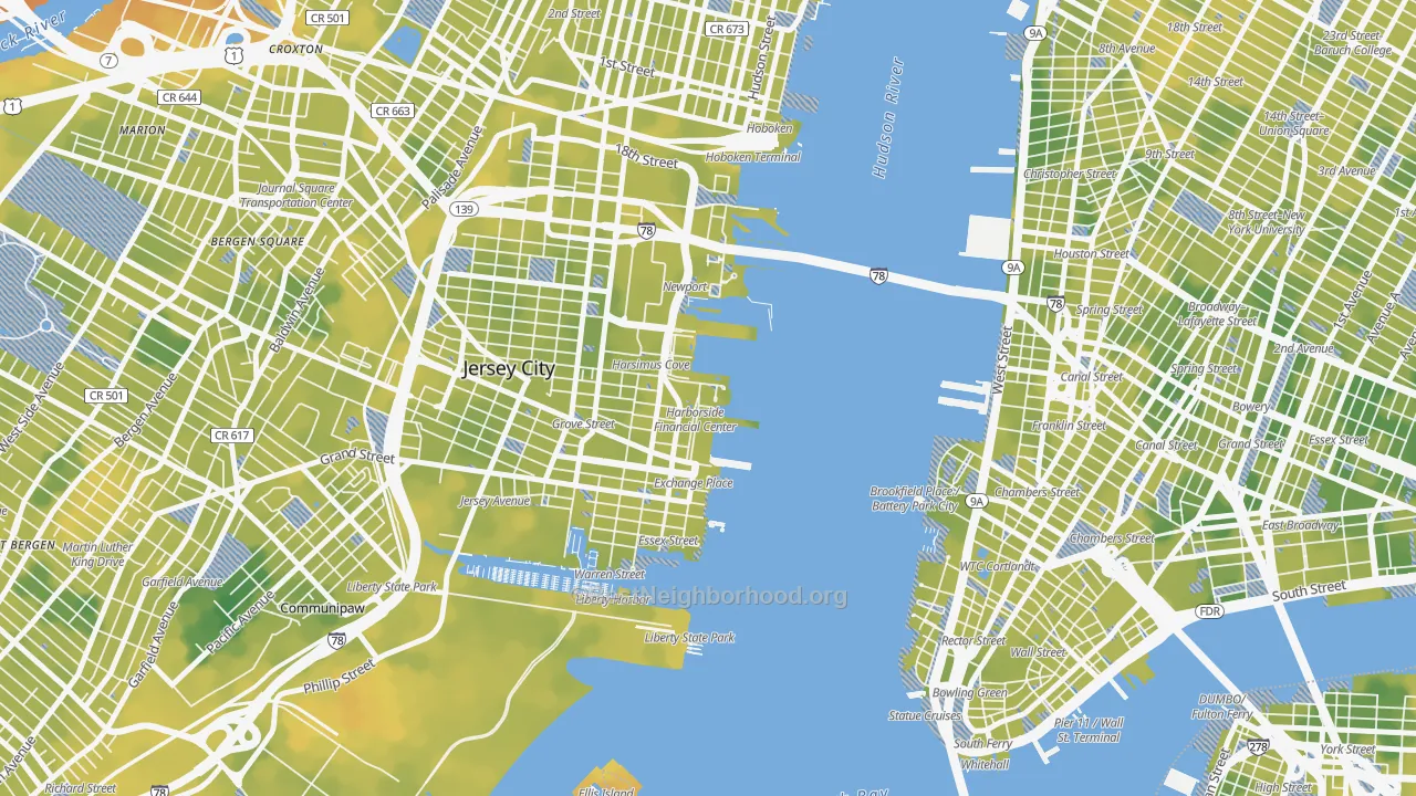 Bike Grade map of 07311, NJ