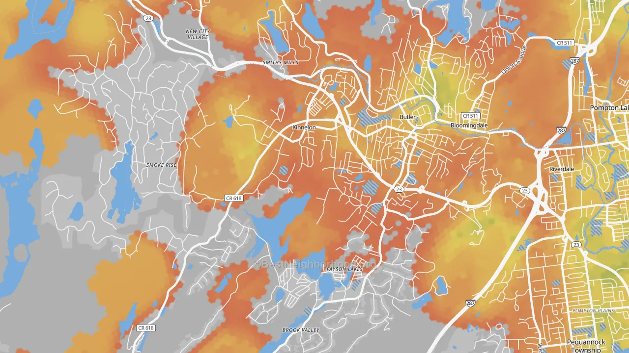Bike Grade map of 07405, NJ