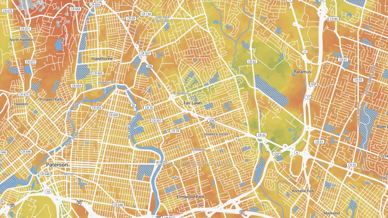Bike Grade map of 07410, NJ