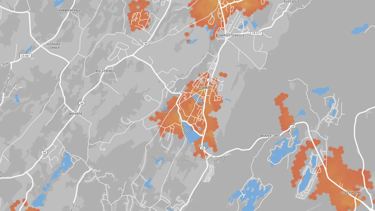 Bike Grade map of 07416, NJ