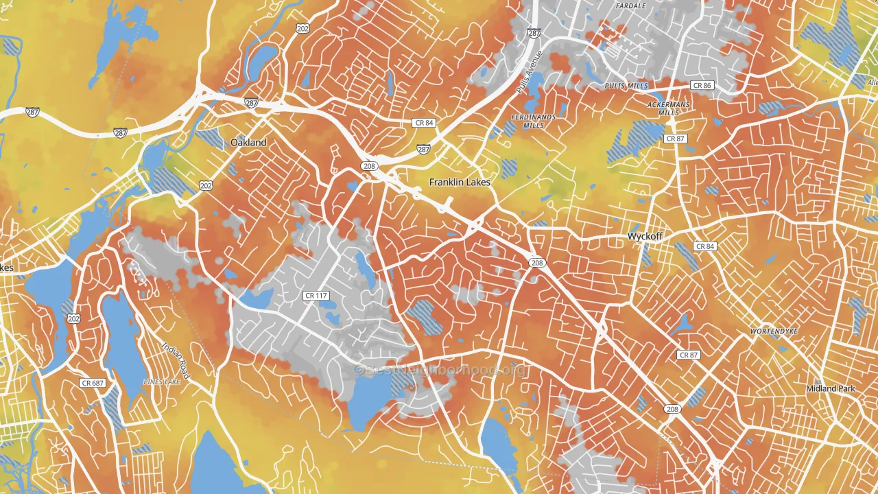 Bike Grade map of 07417, NJ