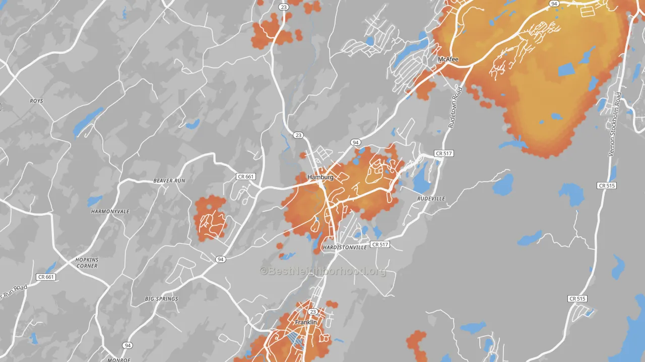 Bike Grade map of 07419, NJ