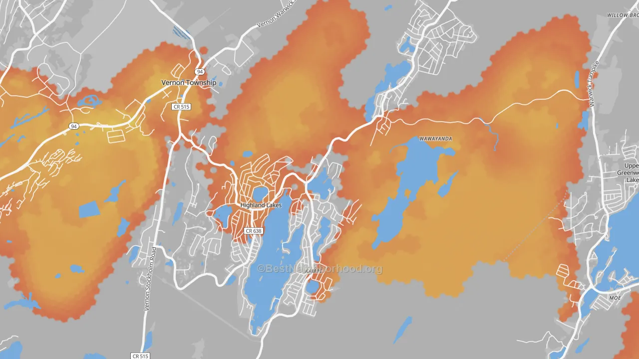 Bike Grade map of 07422, NJ