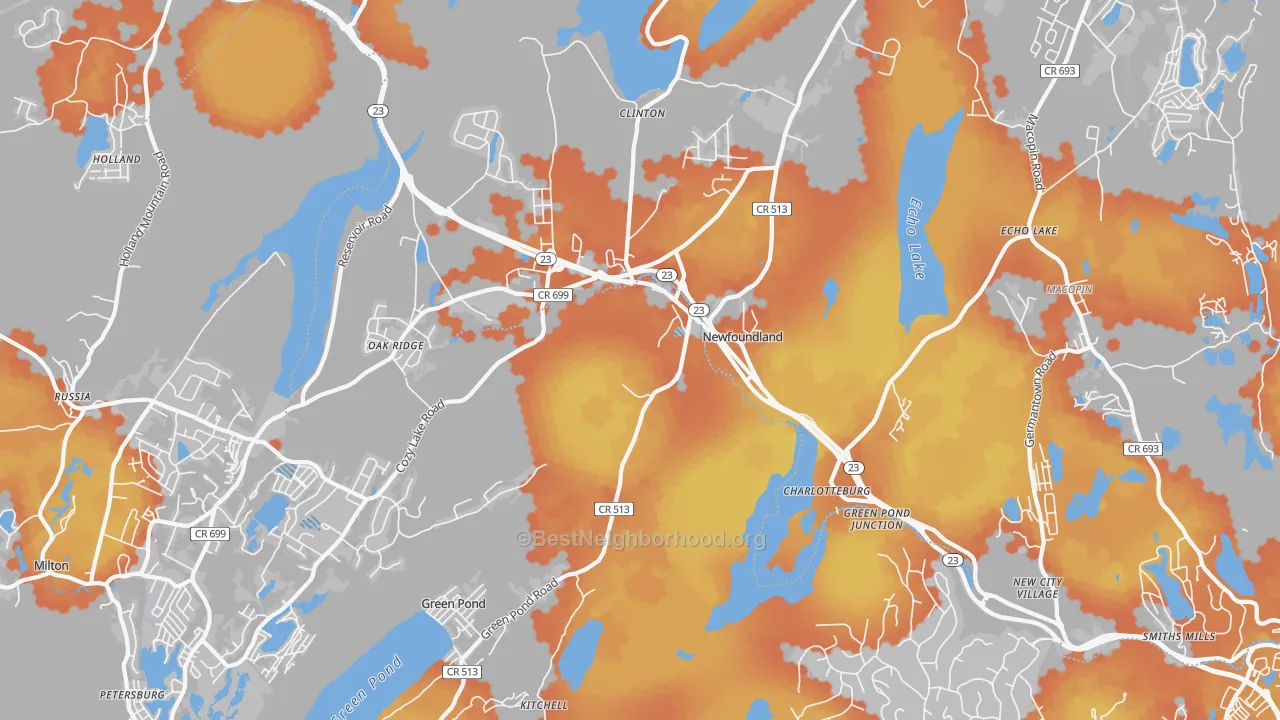 Bike Grade map of 07435, NJ