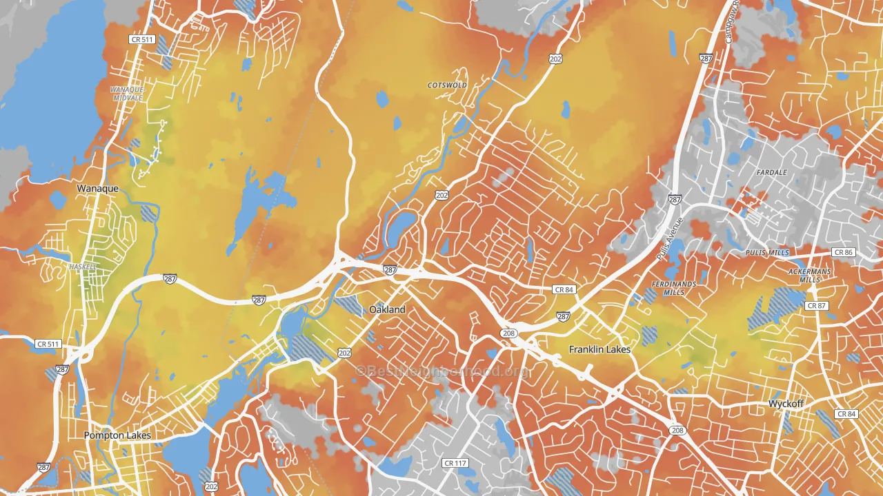 Bike Grade map of 07436, NJ