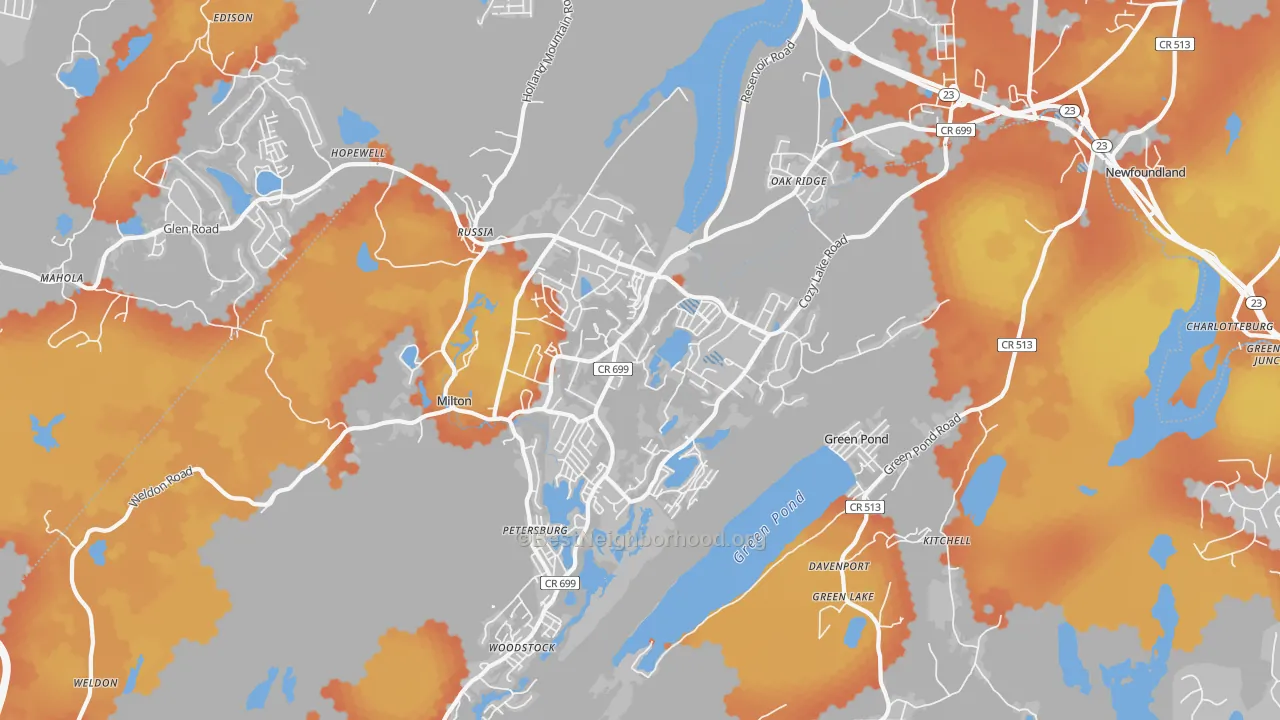 Bike Grade map of 07438, NJ