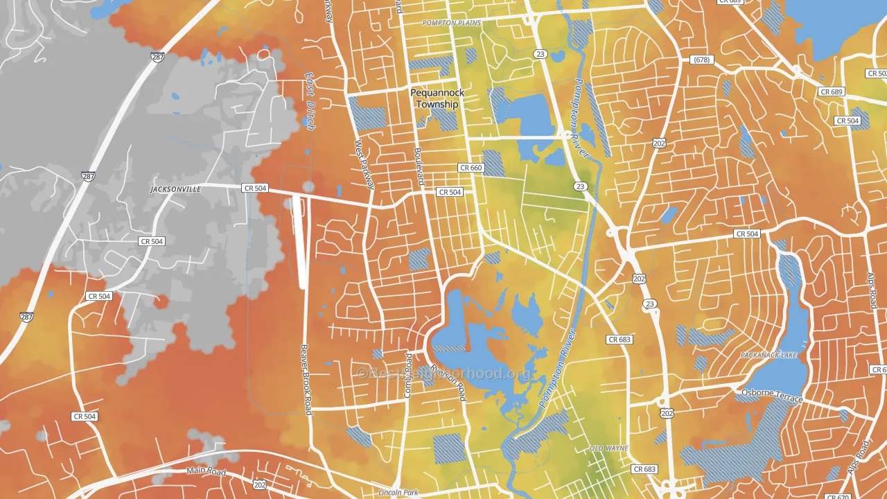 Bike Grade map of 07440, NJ