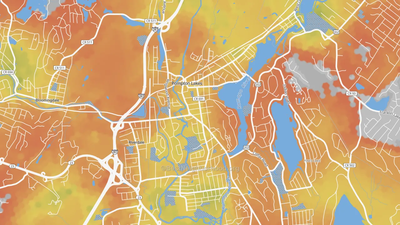Bike Grade map of 07442, NJ