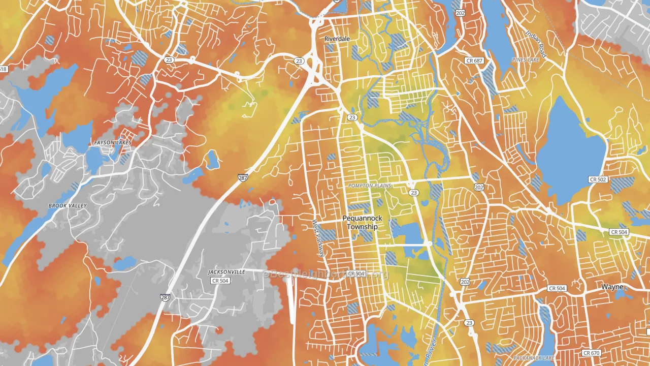 Bike Grade map of 07444, NJ