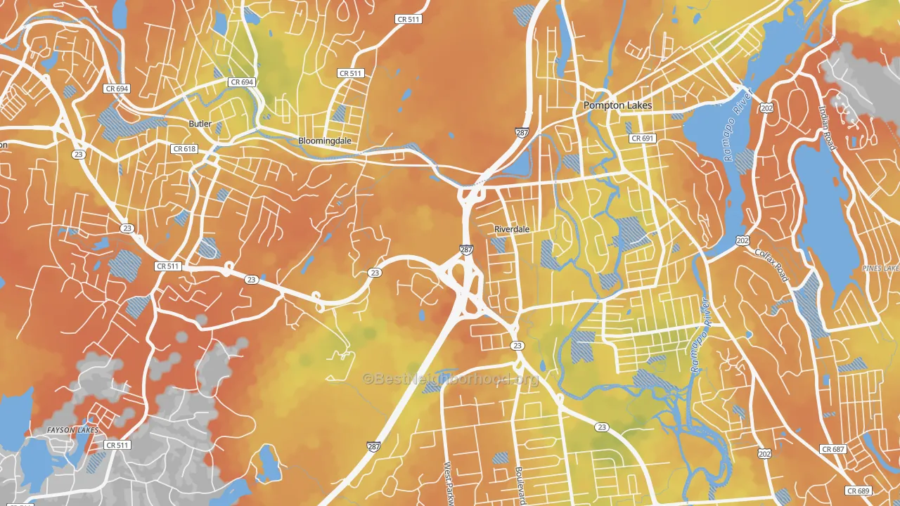 Bike Grade map of 07457, NJ