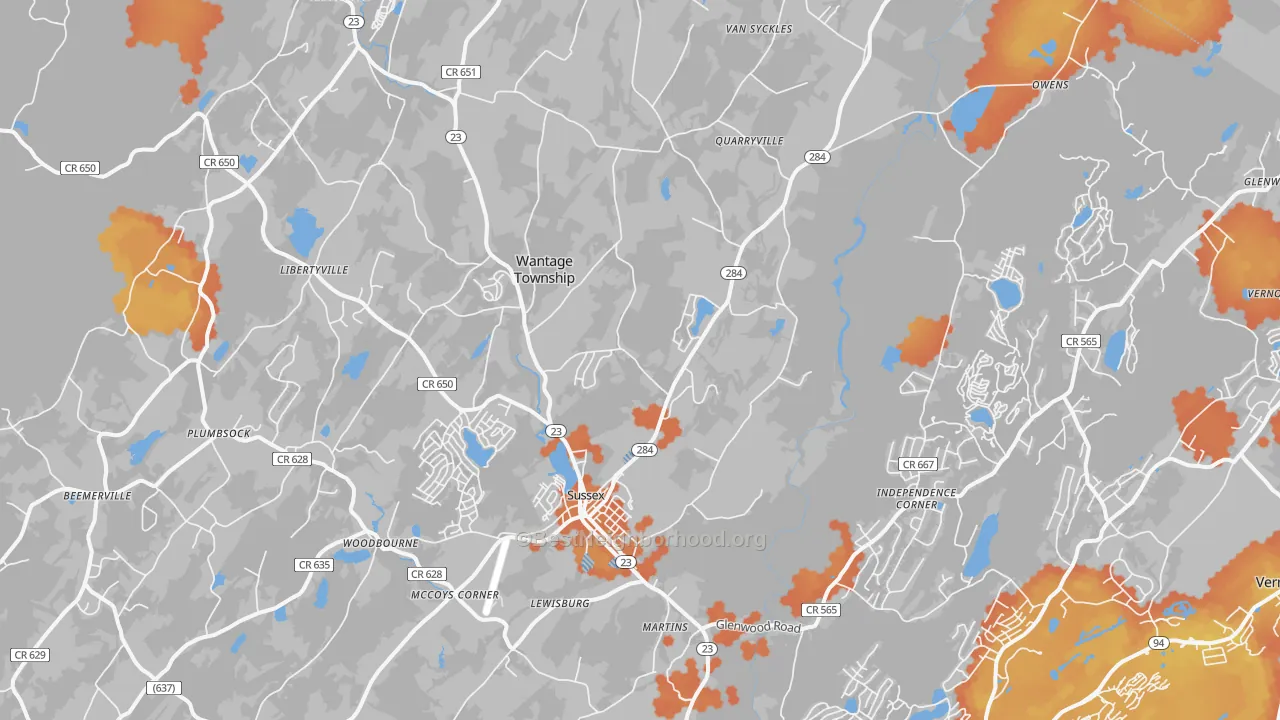 Bike Grade map of 07461, NJ