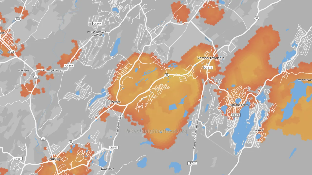 Bike Grade map of 07462, NJ