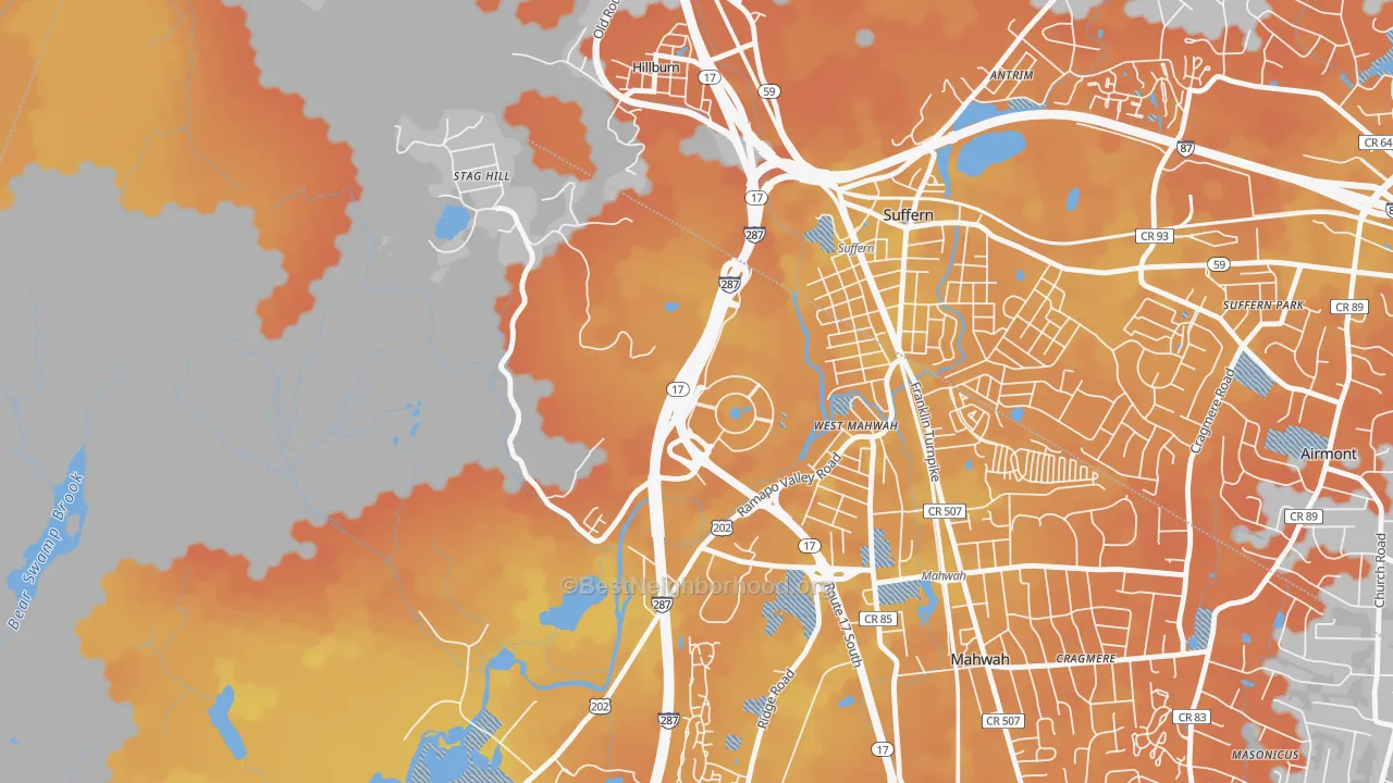 Bike Grade map of 07495, NJ