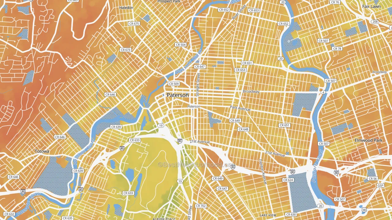 Bike Grade map of 07501, NJ