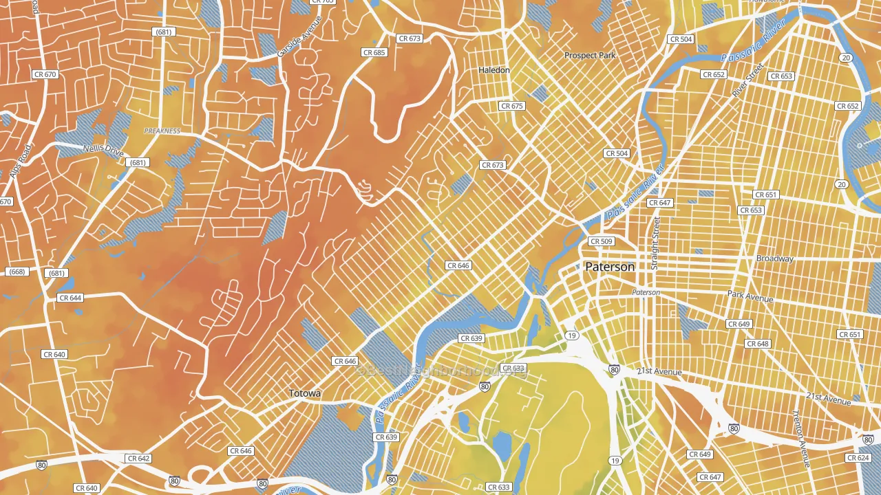 Bike Grade map of 07502, NJ