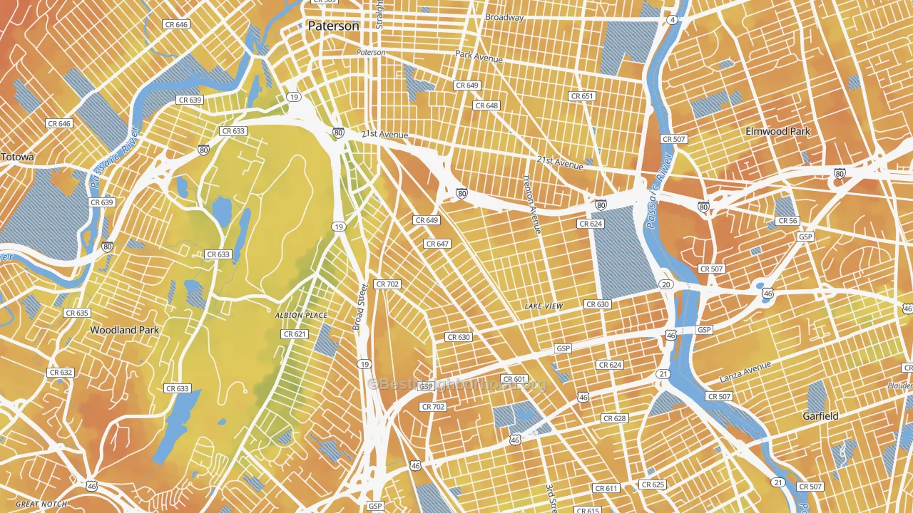 Bike Grade map of 07503, NJ
