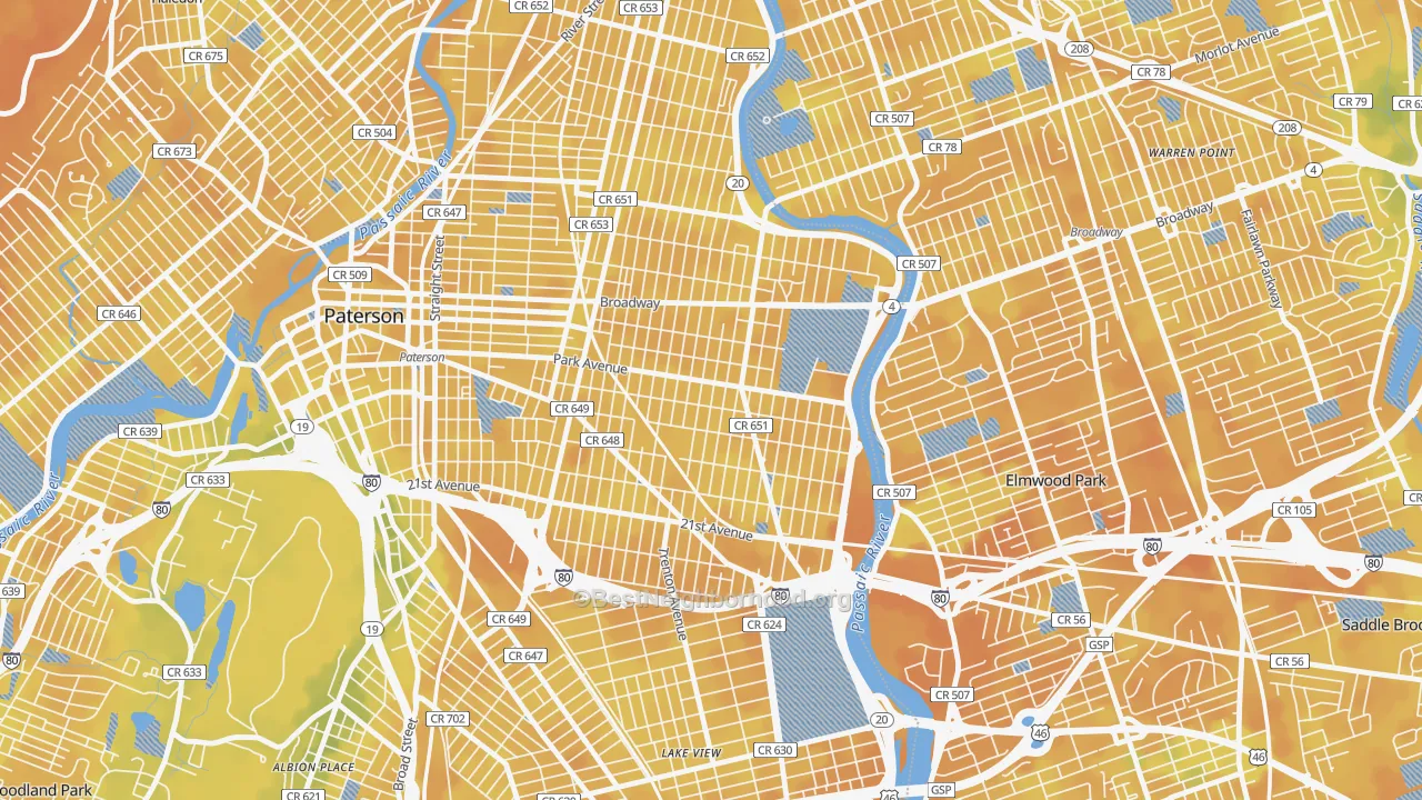 Bike Grade map of 07504, NJ